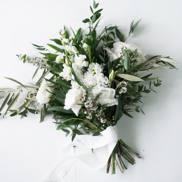 bridesmaid bouquet with white and green flowers wedding flowers vancouver olfco our little flower company