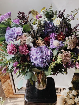 Extra Large Purple Hydrangea Funeral Arrangement