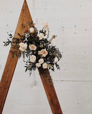 Small Floral Archway piece for wedding on Triangle wooden archway